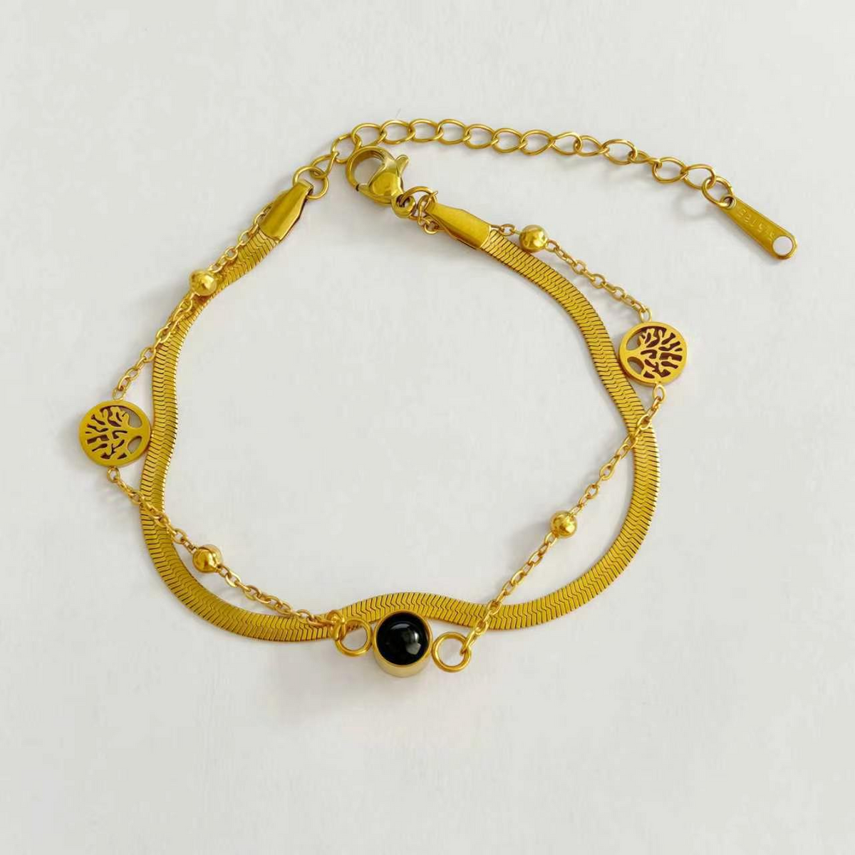 Phone camera viewing hidden image inside projection bracelet