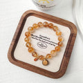 Natural Golden Rutilated Quartz & Citrine Crystal Bracelet with Agarwood Charm – Feng Shui Wealth Luck Jewelry