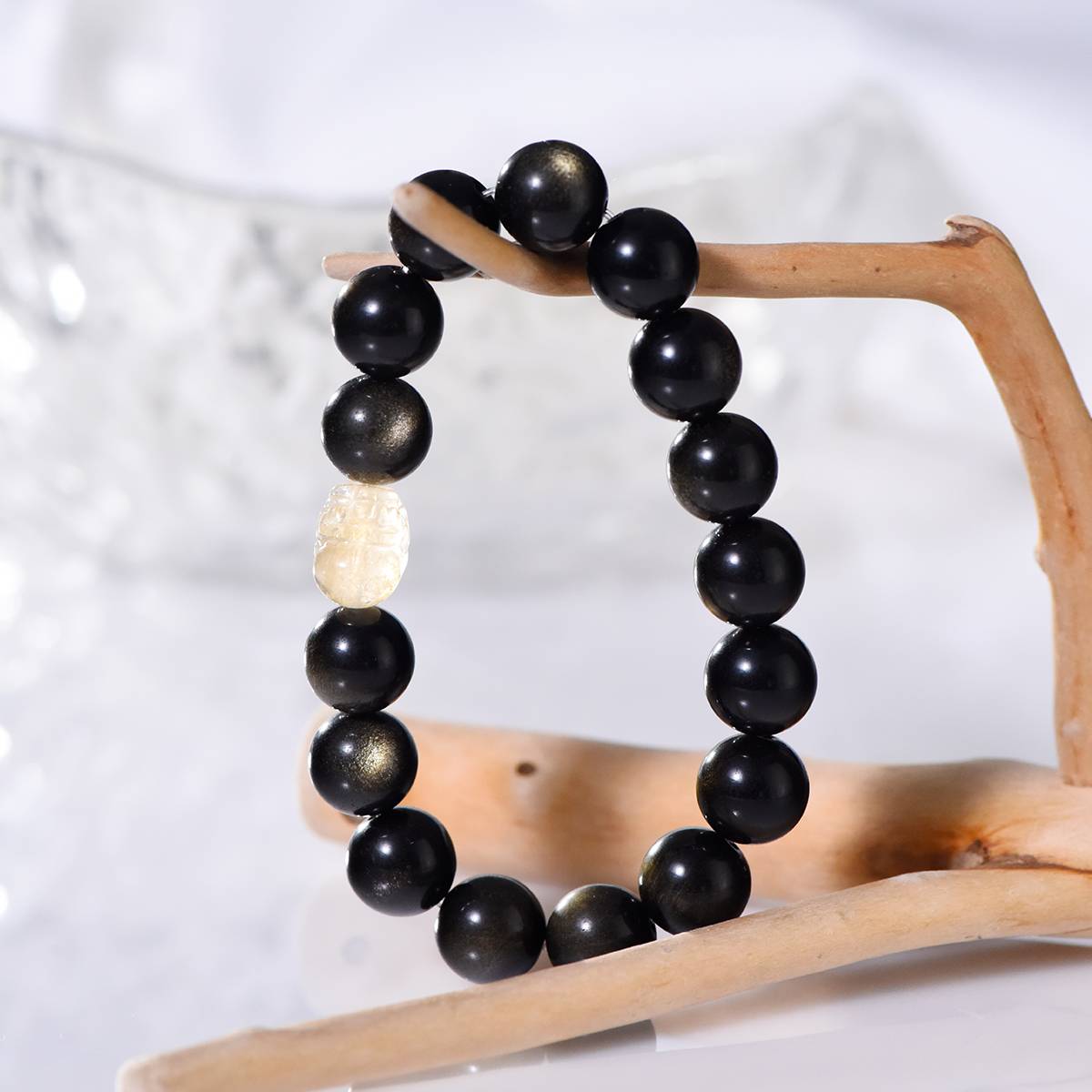 Gold Obsidian & Citrine Pi Xiu Bracelet for Women, Men & Couples