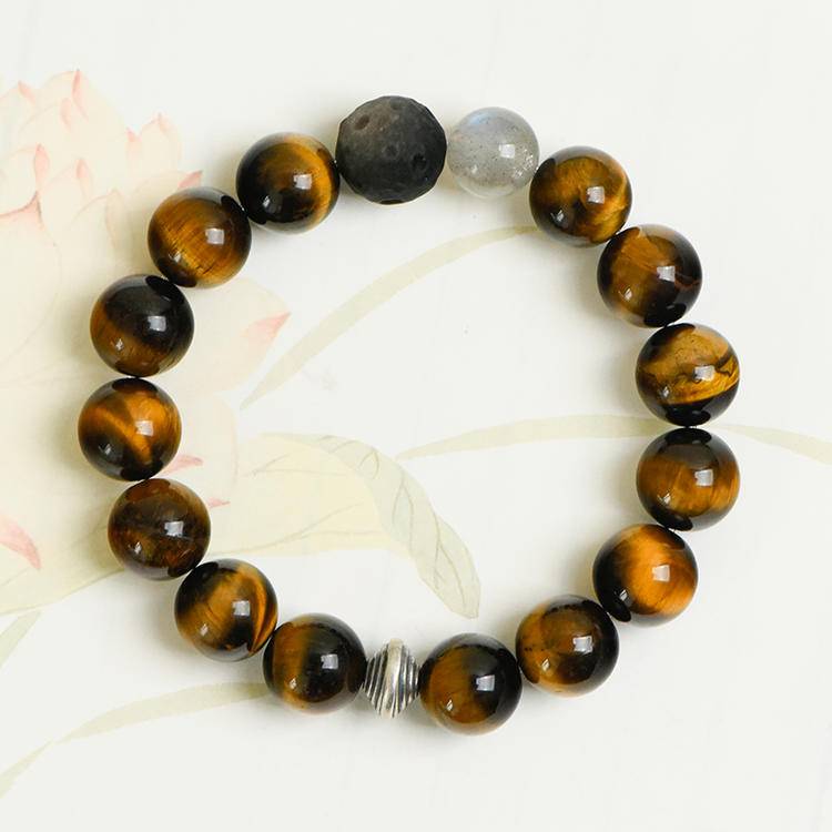 Tiger Eye, Silver Obsidian & Gray Moonstone Bracelet | Natural Gemstone Beaded Jewelry