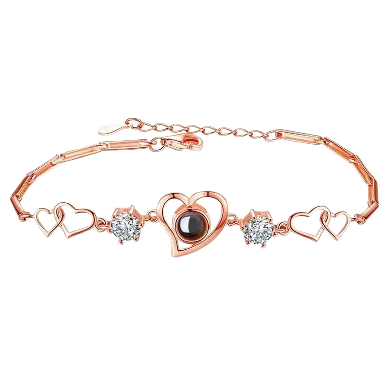 heart link projection bracelet rose gold