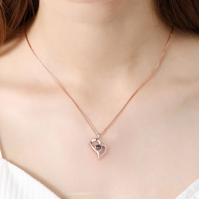 Heart personalized anniversary projection necklace