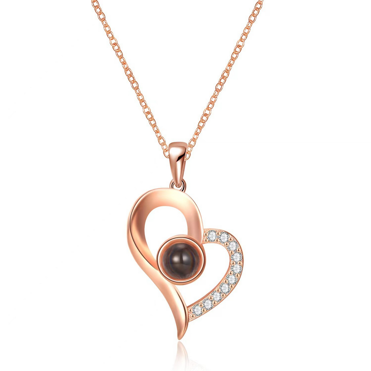 Heart personalized couple photo projection necklace