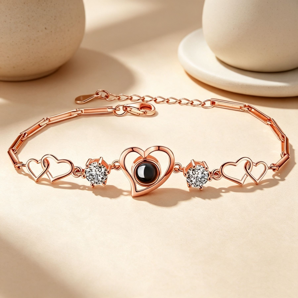 personalized heart projection bracelet