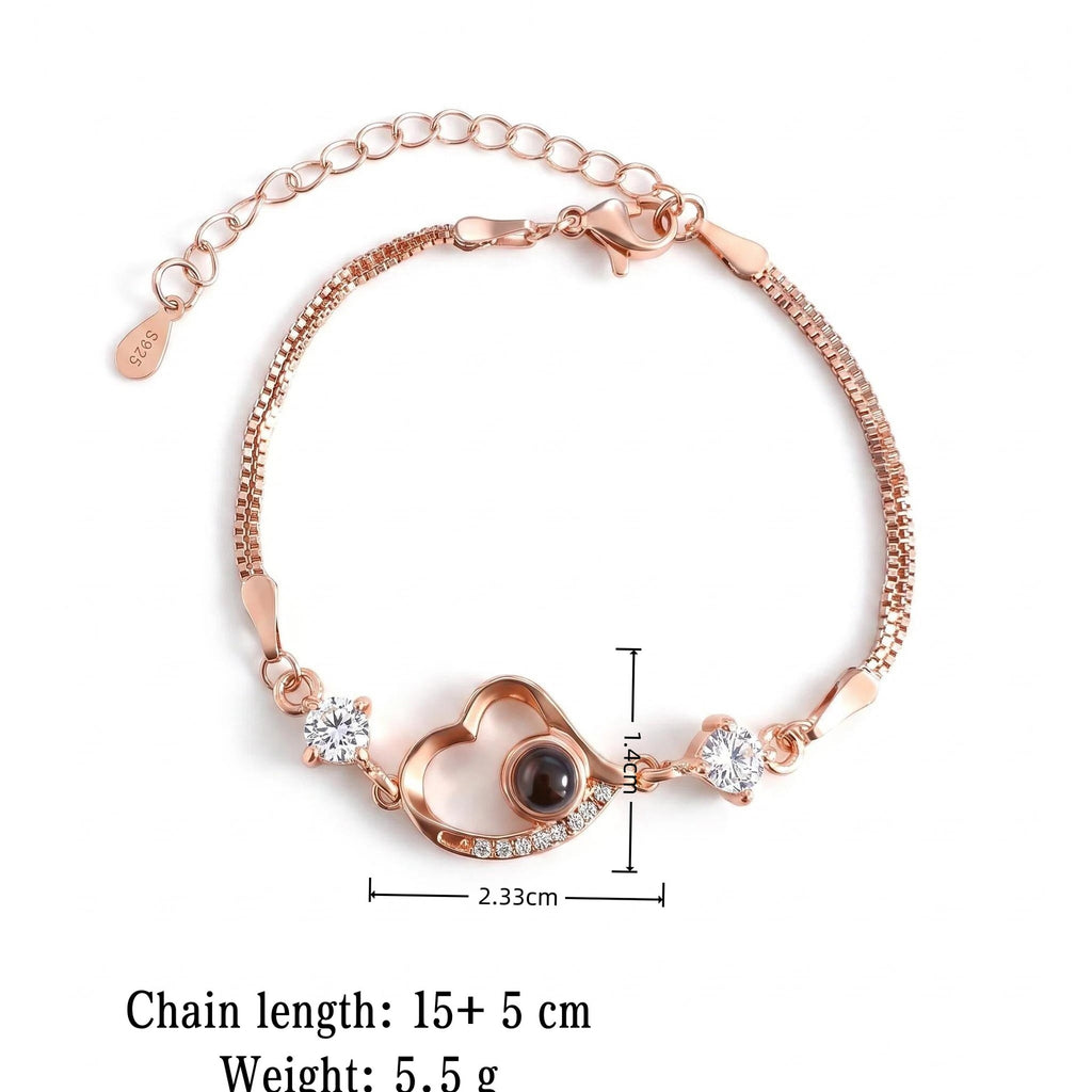 personalized sparkle heart projection bracelet