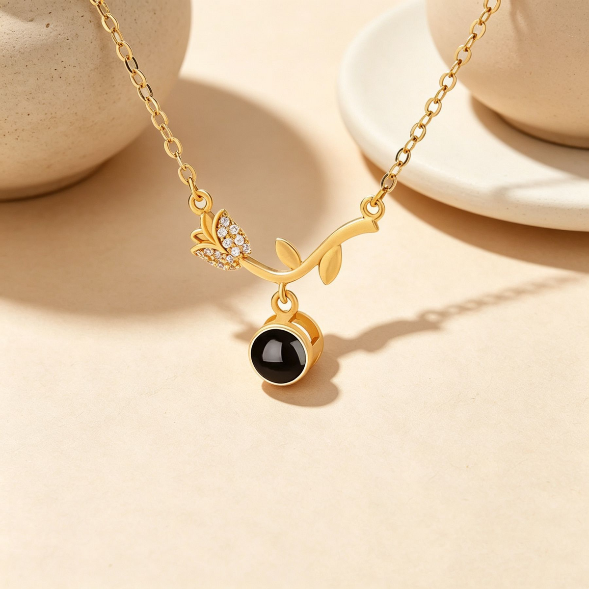 A rose personalized anniversary projection necklace