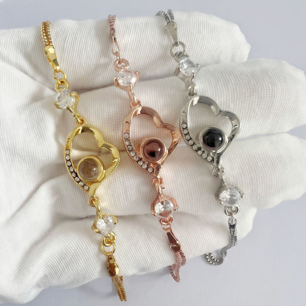 personalized sparkle heart projection bracelet