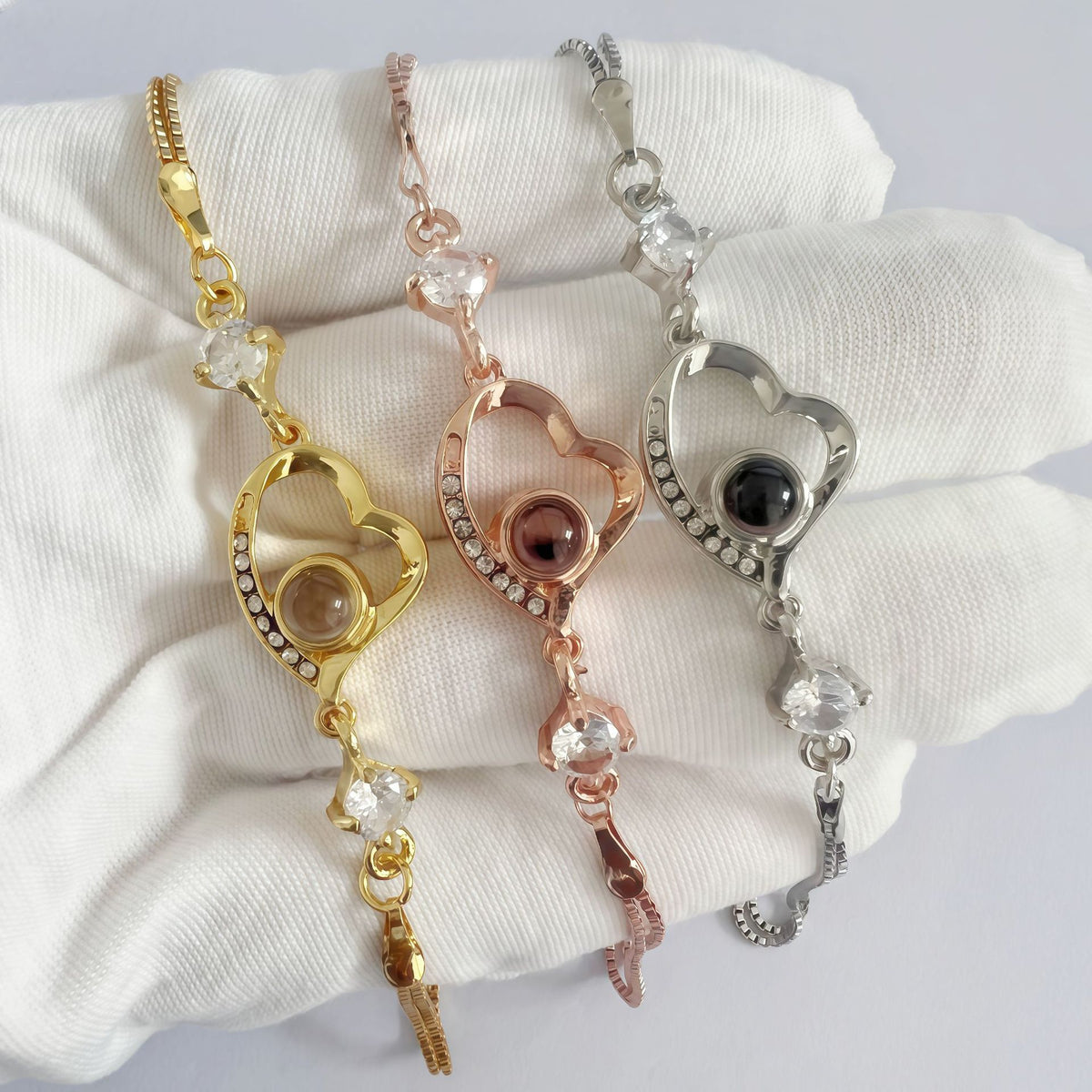 personalized sparkle heart projection bracelet