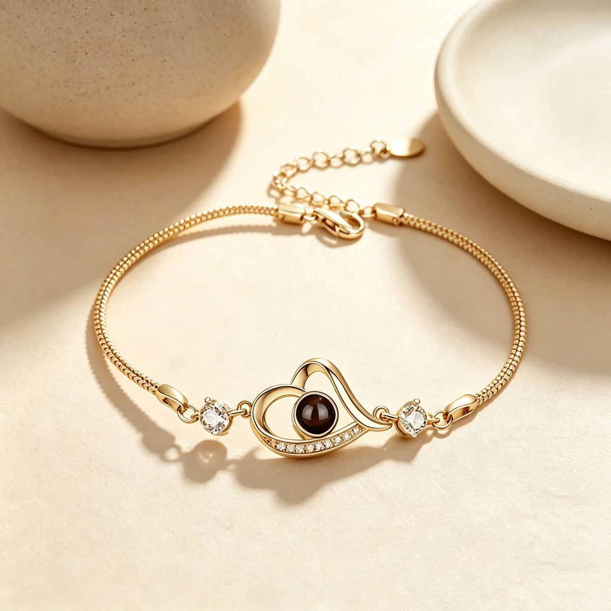 personalized sparkle heart projection bracelet